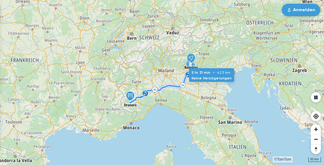 Kartenvorschau der Route von Tag 2