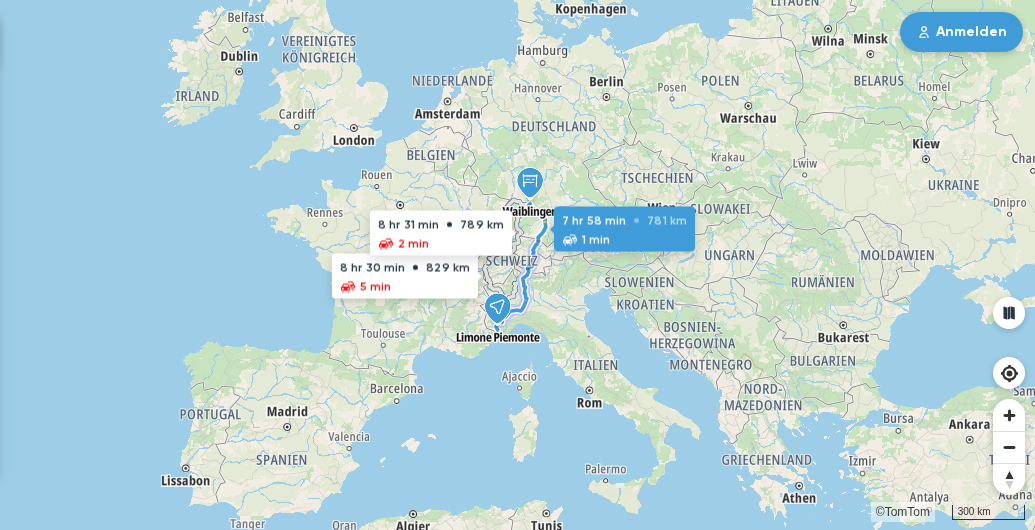 Kartenvorschau der Route von Tag 8